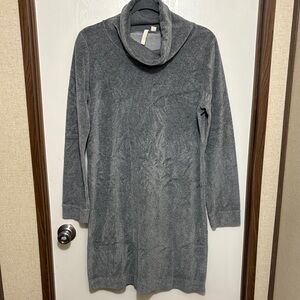 PURE JILL Cowl Neck Long Sleeve Gray Tunic Dress Size Small Casual Minimalist